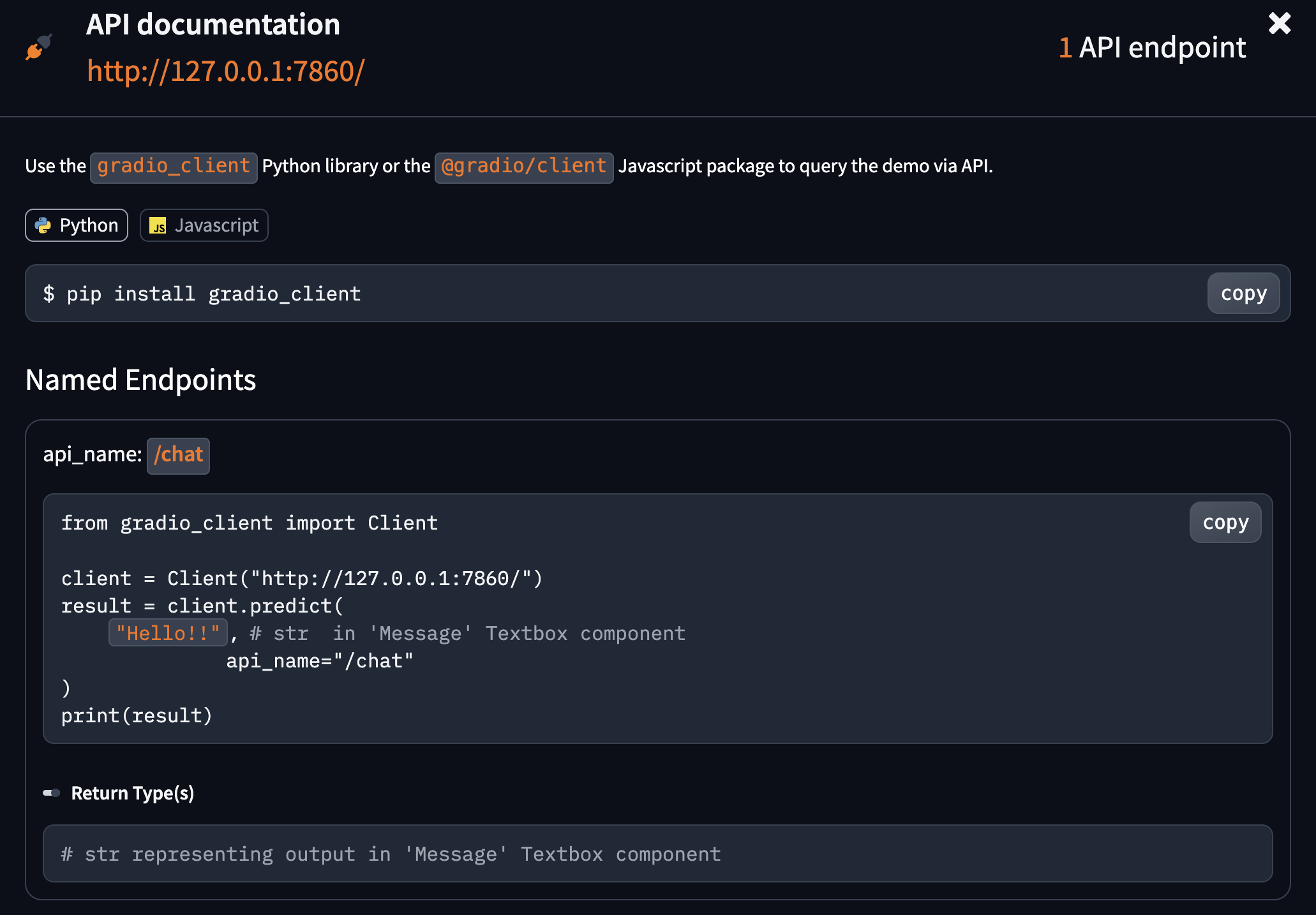 Gradio API